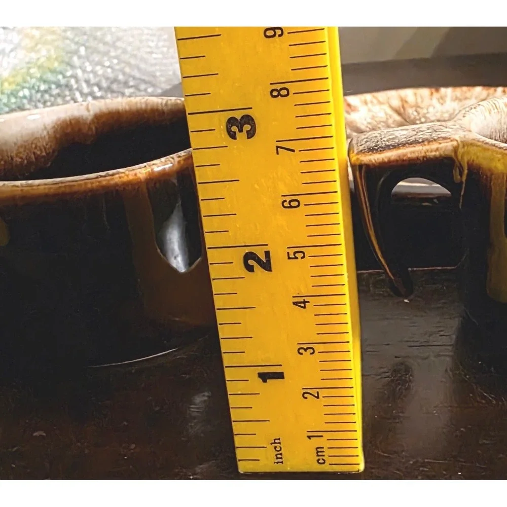 Vintage Pfaltzgraff Creamer and Sugar Set Brown Village Drip Glazed READ‎